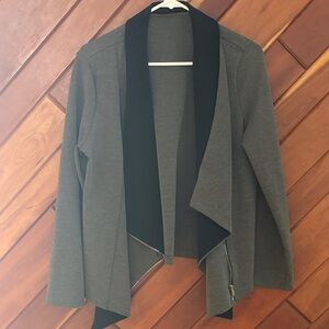 Lookbook Store Women's Casual Draped Asymmetric Zip Blazer Jacket Outwear US 10